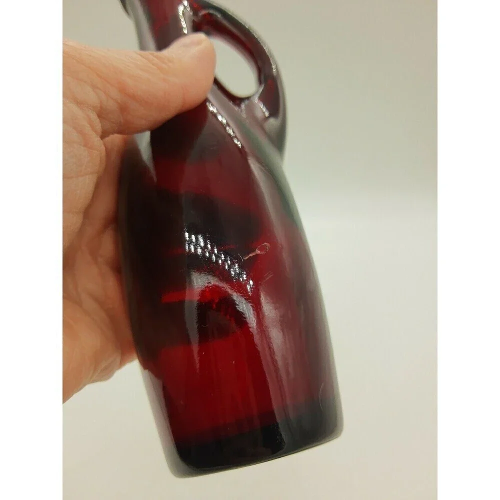 Anchor Hocking vintage ruby red cruet bud vase glass pitcher